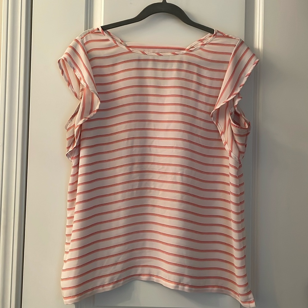 Pink and white striped top